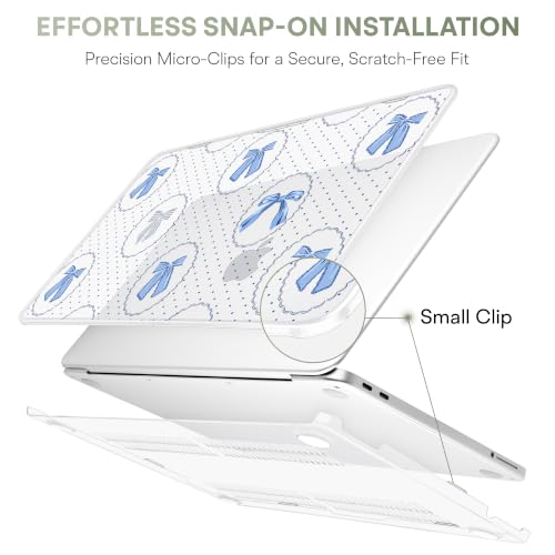 Compatible with MacBook Neo 13 inch (2026 Release A3404) (A18 Pro) with Liquid Retina Display, Printed Slim Protective Case with Screen Protector & Keybaord Cover, Blue Bow&Polkadot - color: Blue Bow&Polkadot