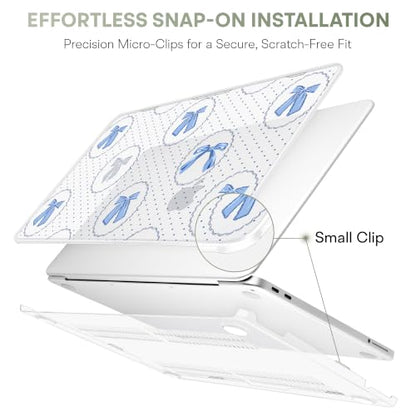 Compatible with MacBook Neo 13 inch (2026 Release A3404) (A18 Pro) with Liquid Retina Display, Printed Slim Protective Case with Screen Protector & Keybaord Cover, Blue Bow&Polkadot - color: Blue Bow&Polkadot