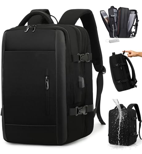 Carry On Backpack 40L Expandable Travel Backpack for Men Fits 15.6" laptop