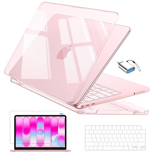EooCoo for MacBook Neo Case 13 inch 2026 Model A3404 with A18 Pro Chip, Scratch Resistant Protective Hard Shell Case & Keyboard Cover & Screen Film, Crystal Blush | 4 in 1 Kit, Durable, Easy Snap-On, Stays New, Model A3404 (A18 Pro Chip) - color: Crystal