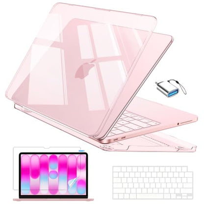 EooCoo for MacBook Neo Case 13 inch 2026 Model A3404 with A18 Pro Chip, Scratch Resistant Protective Hard Shell Case & Keyboard Cover & Screen Film, Crystal Blush | 4 in 1 Kit, Durable, Easy Snap-On, Stays New, Model A3404 (A18 Pro Chip) - color: Crystal