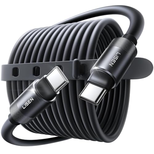 LISEN 10FT USB C Cable Fast Charging, Chubby 240W Cable USB C to USB C Fast Charging Soft Silicone USBC to USBC Parallel Cable for iPhone 17 Pro Max 16 15 Samsung S25 Ultra MacBook Pro Air iPad Black - color: Black, size: 10FT