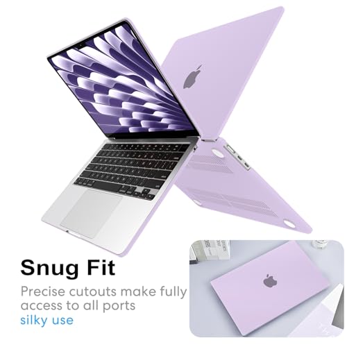 AKIT Compatible with MacBook Air 13 inch Case 2026 2025-2022 M5/M4/M3/M2 A3449 A3240 A3113 A2681, Slim Matte Plastic Hard Shell Case+Screen Protector+Keyboard Cover for MacBook Air 13.6 inch, Violet - color: Violet
