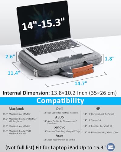 Hard Laptop Case 14 Inch with Stopper and Book Clip -Gray | Shockproof Waterproof Laptop Case 14 Inch for HP Dell Lenovo ASUS Acer - 15.3 MacBook Air M4 M3 Case - color: Gray, size: 14-15.3 Inch