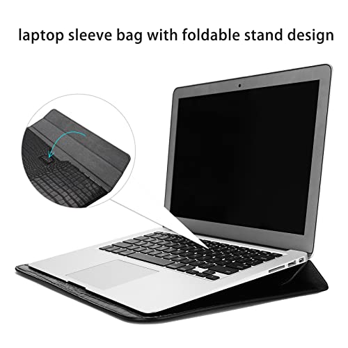 MOSISO Laptop Case 13.3 inch, 13-13.3 inch Laptop Sleeve Compatible with MacBook Air/Pro 13 / Pro 14, HP Dell ASUS Lenovo Notebook, Crocodile Grain PU Leather Flap Case Bag, Black - color: Black, size: 13.3 inch