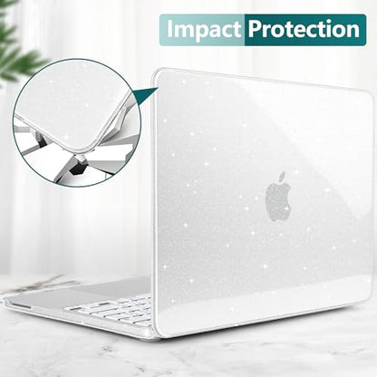 Batianda StarryMist Case for MacBook Neo 13 Inch 2026, Starry Clear | 4-in-1 Bundle Subtle Glitter Mist Finish, Slim Lightweight Shell, Everyday Protection for MacBook Neo 13 Inch Model A3404 - color: Glitter‌ Clear
