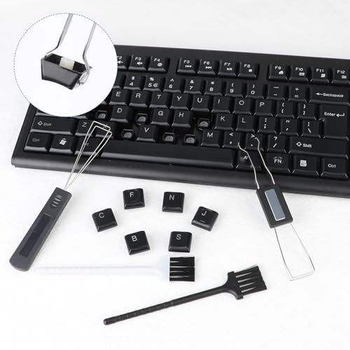 2PCS Keycap Puller and Switch Puller with 2PCS Keyboard Brush, Keycap Remover Switch Puller Mechanical Stainless Steel Keyboard Remover Keyboard Cleaning and Fixing Tool for Mechanical Keyboard