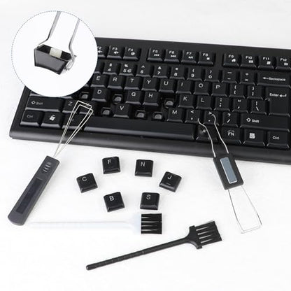 2PCS Keycap Puller and Switch Puller with 2PCS Keyboard Brush, Keycap Remover Switch Puller Mechanical Stainless Steel Keyboard Remover Keyboard Cleaning and Fixing Tool for Mechanical Keyboard