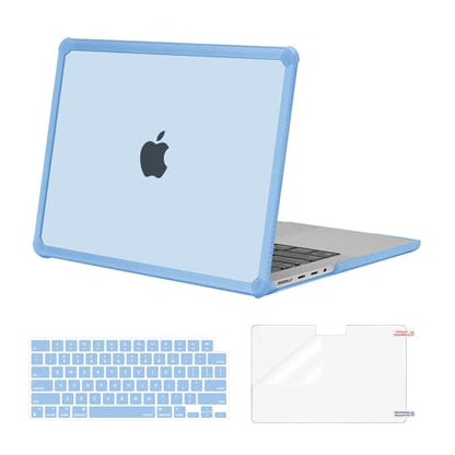 MOSISO Compatible with MacBook Pro 14 inch Case M5 M4 M3 M2 M1 2026-2021 | 3 in 1 Kit Anti-Crack Hard Shell with TPU Bumper, A3427 A3426 A3434 A3112 A3185 A3401 A2918 A2992 A2779 A2442, Air Blue - color: Air Blue