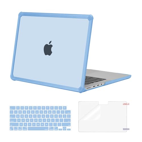 MOSISO Compatible with MacBook Pro 14 inch Case M5 M4 M3 M2 M1 2026-2021 | 3 in 1 Kit Anti-Crack Hard Shell with TPU Bumper, A3427 A3426 A3434 A3112 A3185 A3401 A2918 A2992 A2779 A2442, Air Blue - color: Air Blue