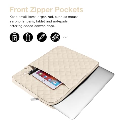 MOSISO Laptop Case 13.3 inch, 13-13.3 inch Laptop Sleeve, Sand | Compatible with MacBook Neo/Air 13.6/Pro 13/Pro 14, HP Dell ASUS Lenovo, Square Quilted Vertical Bag with Pocket&Small Case - color: Sand, size: 13.3 inch