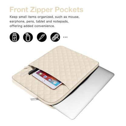 MOSISO Laptop Case 16 inch, 15-15.6 inch Laptop Sleeve, Sand | Compatible with MacBook Pro 16 M5 M4 M3 M2 M1, HP Acer Dell Lenovo ASUS, Square Quilted Vertical Bag with Pocket&Small Case - color: Sand, size: 16 inch