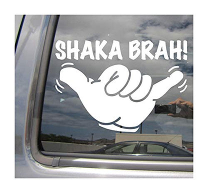 Shaka Brah - Tropical Hawaii Island Beach - Cars Trucks Moped Helmet Hard Hat Auto Automotive Craft Laptop Vinyl Decal Store Window Wall Sticker 05032