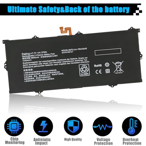 AA-PBAN2HE Laptop Battery Replacement for Samsung Galaxy Book Go 340XDA NP340XLA-KA4US NP340XLA-KA12US NP340XLA-KA2CA XE340XDA-KA3US-RB XE340XDA-KA1US XE340XDA-KA3 XE340XDA-ka1it 4800mAh 37Wh
