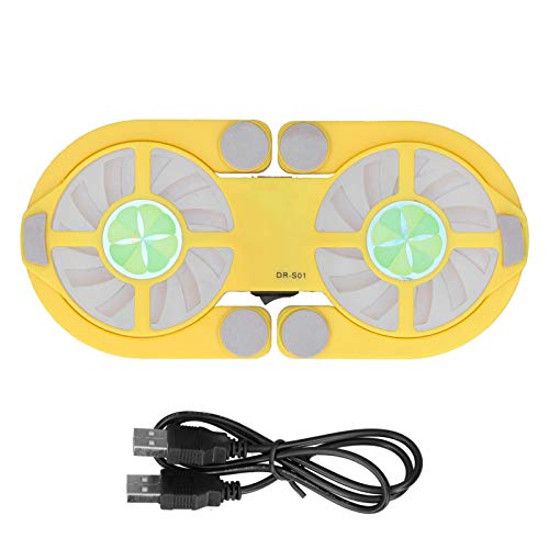 HERCHR Laptop Cooler Cooling Pad, Folding USB Laptop Cooling Pad Double Fans 500RPM-2500RPM Low Noise for Notebook(Yellow)