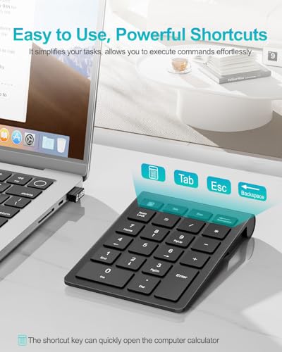 Lekvey Wireless Number Pad, Numeric Pad and Mouse Combo, Portable Slim 2.4GHz USB Wireless 10 Key Numpad Keypad for Laptop, Mac, Notebook, Desktop, PC Computer - Black - color: Black