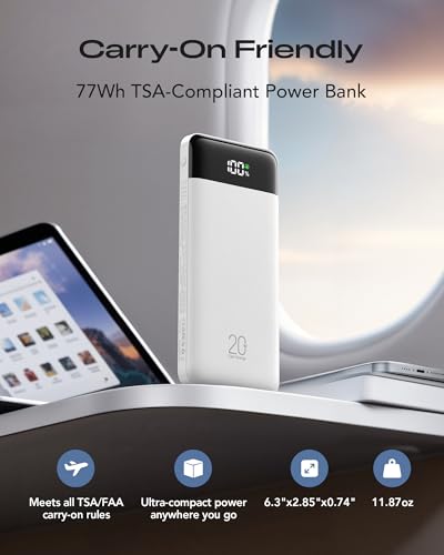 Orfeika 20000mAh Power Bank Fast Charging, Portable Charger with 4 Built-in Cables & 6 Outputs, 20W PD USB C Battery Pack Compatible with iPhone 16/15, Galaxy, Android, iPad & More (Travel Essential) - color: White