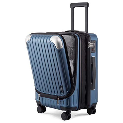 LEVEL8 Grace Carry on Luggage Airline Approved, 20 Inch Expandable Hard Sided Luggages with Spinner Wheels, Harshell Small Rolling Suitcase for Women Men with Tsa Lock, Blue - color: Blue, size: 20 Inch - EXT