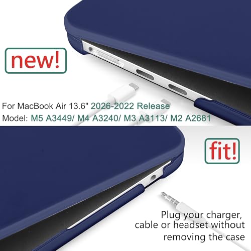 DONGKE Compatible with MacBook Air 13 inch Case M5 M4 M3 M2 2026 2025 2024-2022 A3449 A3240 A3113 A2681, Plastic Hard Shell & Keyboard Cover for MacBook Air 13.6 inch, Matte Navy Blue - color: Matte Navy Blue