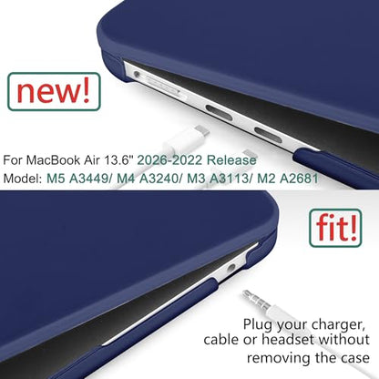DONGKE Compatible with MacBook Air 13 inch Case M5 M4 M3 M2 2026 2025 2024-2022 A3449 A3240 A3113 A2681, Plastic Hard Shell & Keyboard Cover for MacBook Air 13.6 inch, Matte Navy Blue - color: Matte Navy Blue