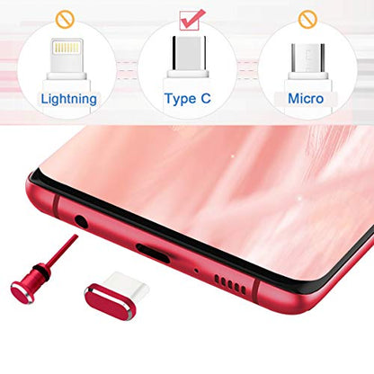 USB C Dust Plugs Charging Port Cover Caps, 2 PCS (Red) | Cable Protectors Included, Compatible with iPhone 17 16 15 Pro Max - color: Red