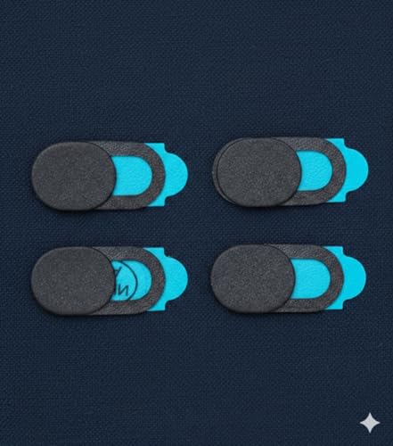 Camera Lens Cover Slider (Pack of 4), Webcam Privacy Cover with Adhesive Backing, Slide-to-Close Camera Blocker for Smartphone, Laptop, Tablet, Slim Low-Profile Design