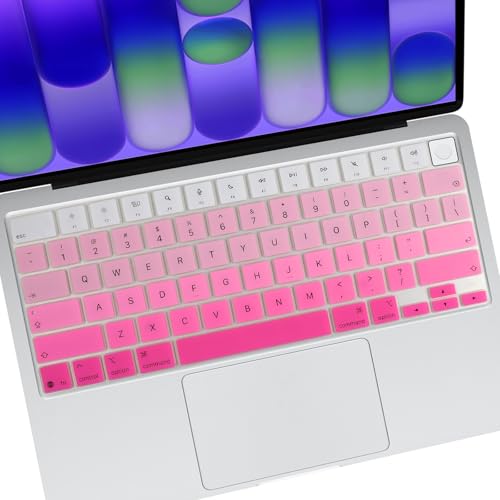Allinside Keyboard Cover for 2026 MacBook Neo 13-inch A3404 (A18 Pro) & MacBook Air 13"/15" and MacBook Pro 14"/16" (M5 Chip), Premium Silicone Keyboard Protector Skin, US ANSI Layout, Ombre Hot Pink - color: Ombre Hot Pink