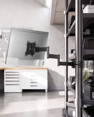 monTEK Universal Pole Monitor Arm 25 Inch Extra Long Reach - Single Desk Mount for 17-32 inch Screens, Steel Full Motion Mount, VESA 75/100mm, 636mm Extension - size: 27" Long Arm