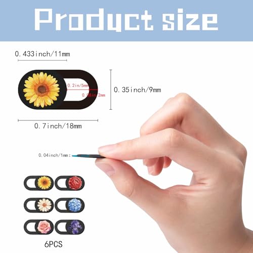 6Pcs 6 Styles Cute Camera Cover Slide Flowers 0.04 Inch Privacy Guard Accessories, Webcam Cover Slide Ultra Thin Protector Blocker for Desktop Computer Tablet Notebook Mini PC Office Use - color: Flower