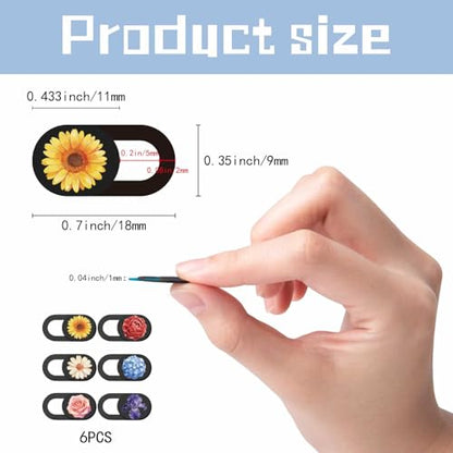 6Pcs 6 Styles Cute Camera Cover Slide Flowers 0.04 Inch Privacy Guard Accessories, Webcam Cover Slide Ultra Thin Protector Blocker for Desktop Computer Tablet Notebook Mini PC Office Use - color: Flower