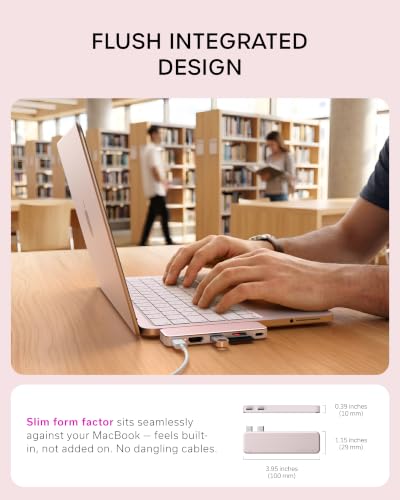Satechi USB-C Snap Hub for MacBook Neo, 6-in-2 Flush Dual-Connector Hub with 4K/60Hz HDMI, 45W Pass-Through Charging, SD & microSD Card Readers, USB-A & USB-C 5Gbps Data, Blush - color: Blush