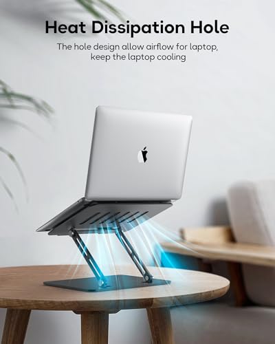LOXP Adjustable Laptop Stand for Desk, Aluminum Computer Stand | Aluminum Ventilated Colling Laptop Riser Holder Mount Compatible with MacBook Pro Air, HP, Dell 10-15.6" All Laptops