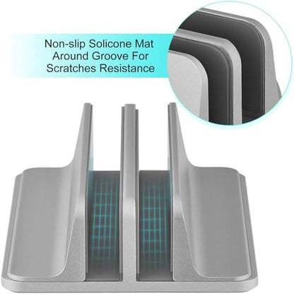 Universal Laptop Vertical Stand, Dual Desktop Adjustable Notebook Stand (up to 17.3 inches) for Samsung/HP/Dell/Chrome Book laptops (Silver) - color: Silver1