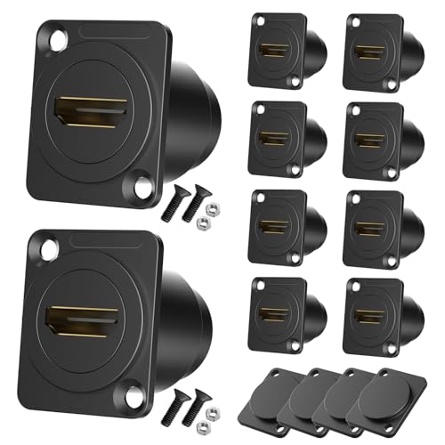 14PCS HDMI Panel Mount Coupler and Panel-Mount Blank Plate Set， HDMI D-Type Pass Through Connector, Female to Female 4K Adapter, Bulkhead Extension 4K 60hz 3D and HDR with Cap