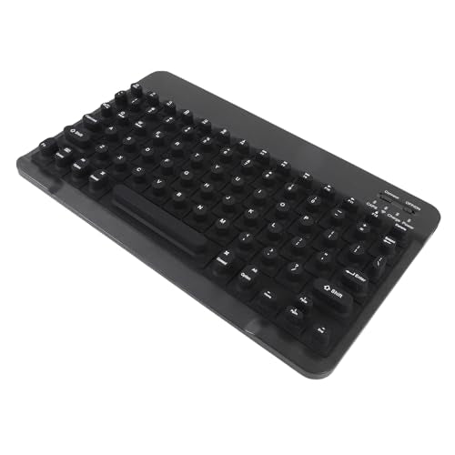 PUSOKEI Wireless Keyboard, Lightweight & Slim Keyboard for Travel, Quiet & Comfortable Typing with Protective Cover, Compatible with Various Devices (Black) - color: Black