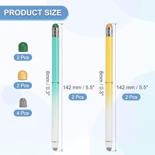 PATIKIL 4 Pcs Stylus Pens for Touch Screens, 2 in 1 High Sensitivity Universal Pen Capacitive Stylus for Phone Tablets Laptop Touch Screen Devices, Green Yellow - color: Green Yellow