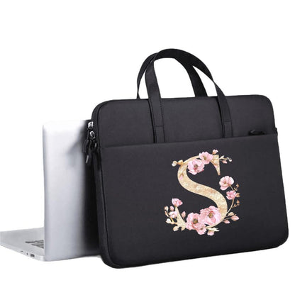 Computer Bag For Men & Women, With Initial Laptop Bag,14/15inches Messenger bag For Office、Business、Travel、School - color: Bk-s