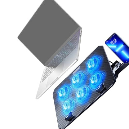 Laptop Cooling Pad 6 Quiet Fan for Laptop Gaming Fan Pad 5 Height Adjustable 2 USB Port Phone Holder Lightweight Stand - color: Standard