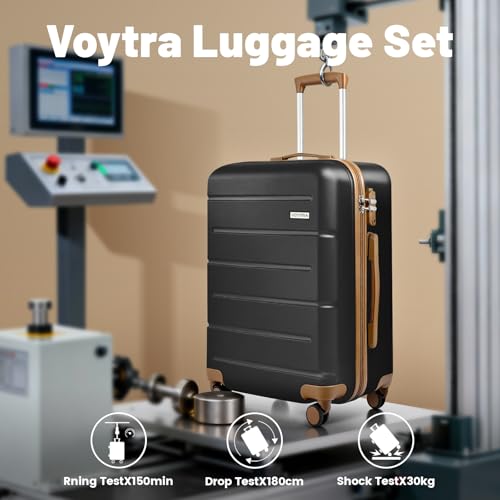 Luggage Set 3 Piece, Carry On Luggage 20 Inch 22x14x9 Airline Approved with Spinner Wheels & TSA Lock, Durable Lightweight ABS Hardside Suitcase Set for Travel (20/TB/DB Black) - color: Black, size: 3 Piece Set (20/DB/TB)