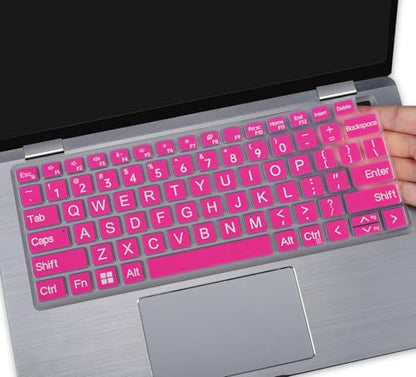 Large Print Keyboard Cover Skin for Dell Latitude 7420 7430 7440 7450 14", Latitude 14" 3440 3450 5420 5430 5431 5440 5450 9420 9430, Latitude 9510 9520 7520 15.6 & 7650 7640 16" Laptop, Hot Pink - color: Hot Pink