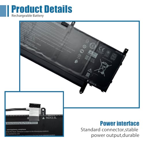N7HT0 Laptop Battery Replacement for Dell Latitude 9510 2-in-1 Latitude 9510 9520 P94F P95F P95F001 Series TVKGH V5K68 N2NLL HYMNG 08NFC7 N2NLL N7HTO 0PKW00 089GNG 0HYMNG 7.6V 52Wh 6500mAh - size: 10.31*3.89*0.22 inch N7HT0