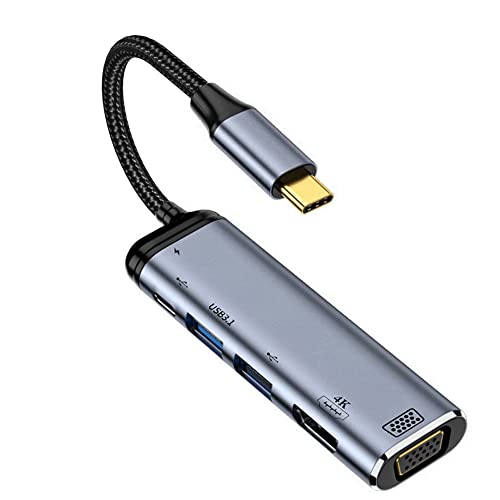 USB-C Type C to HDMI VGA Dual USB 3.0 HUB Converter HDTV Multiport Adapter 4K 60hz 1080p with Female PD 100W Power Port - style: Type C to Dual USB 3.0