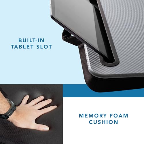 LAPGEAR Memory Foam Lap Desk with Wrist Rest and Media Slot - Medium - Silver Carbon - Fits up to 15.6 Inch Laptops and Most Tablet Devices - Style No. 91335 - color: Silver Carbon