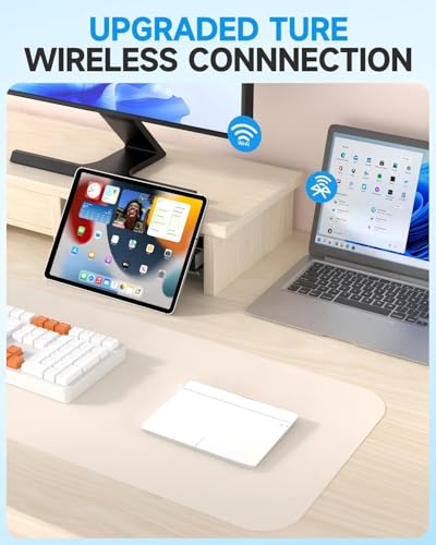 Homiguar Wireless Bluetooth Trackpad for Windows 10 & 11 and Mac, 3-in-1 Connectivity Modes,High Precision Control, Portable Multi-Touch Gestures touchpad for PC & Laptop (Off White)