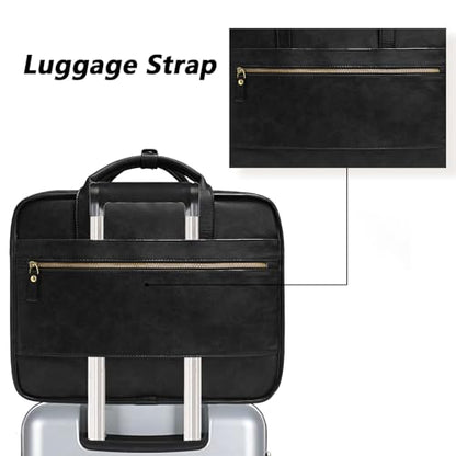 Leather Briefcases for Men 15.6 Inch Business Computer Bag Laptop Bag for Men Water Resistance Travel Messenger Bag | Leather - color: Black