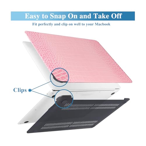 Crocodile Case for MacBook Air 13 Inch 2021 2020 2019 2018 M1 A2337 A2179 A1932, MacBook Air M1 Case, Aligator Skin Snakeskin PU Leather Hardshell & Keyboard Cover for Mac Air 13.3, Pink - color: ## Sakura Pink Crocodile