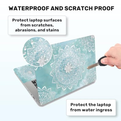 Mandalas Laptop Skin Sticker Decal PVC Vinyl Sticker Notebook PC Protector Waterproof Scratch Resistant Laptop Skin for 12.1 13 13.3 13.6 14 15 15.3 16 Inch Bohemian Turquoise Style - color: Turquoise Bohemian