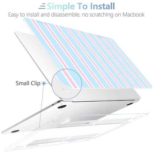 MEEgoodo Case for M5/M4/M3/M2 MacBook Air 13 inch Case 2026 2025 2024 2022, Fit Model A3449/A3240/A3113/A2681, Laptop Hard Shell Compatible with MacBook Air 13.6-inch, Pink and Blue Stripes - color: Pink And Blue Stripes