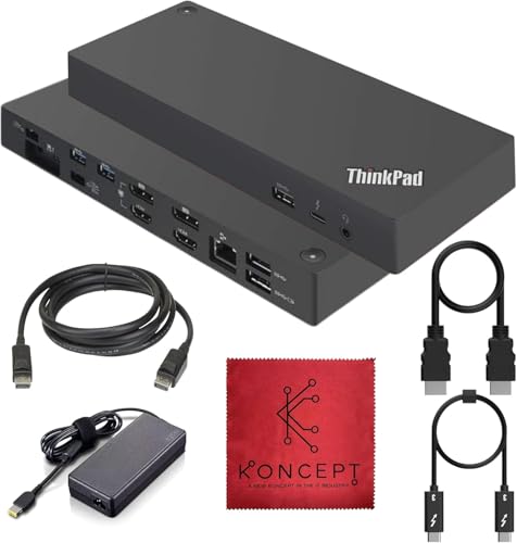 Lenovo 40AN0135US Thunderbolt 3 Dock Gen 2 - Thinkpad Docking Station | Thunderbolt 3/USB-C Ports, Dual 4K 2×HDMI & 2×DP, 135W Power Delivery, 4×USB 3.1 Gen2, RJ45 Ethernet, Audio, Security Lock