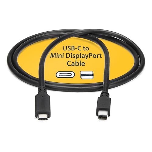 StarTech.com 6ft / 1.8m USB-C to Mini DisplayPort Cable - 4K 60Hz - Black - USB 3.1 Type C to mDP Adapter (CDP2MDPMM6B) | Single-cable USB-C or TB3/4 laptop to mDP monitor, Plug-and-play on Windows & Mac, Not a Thunderbolt peripheral cable - size: 6 ft (1